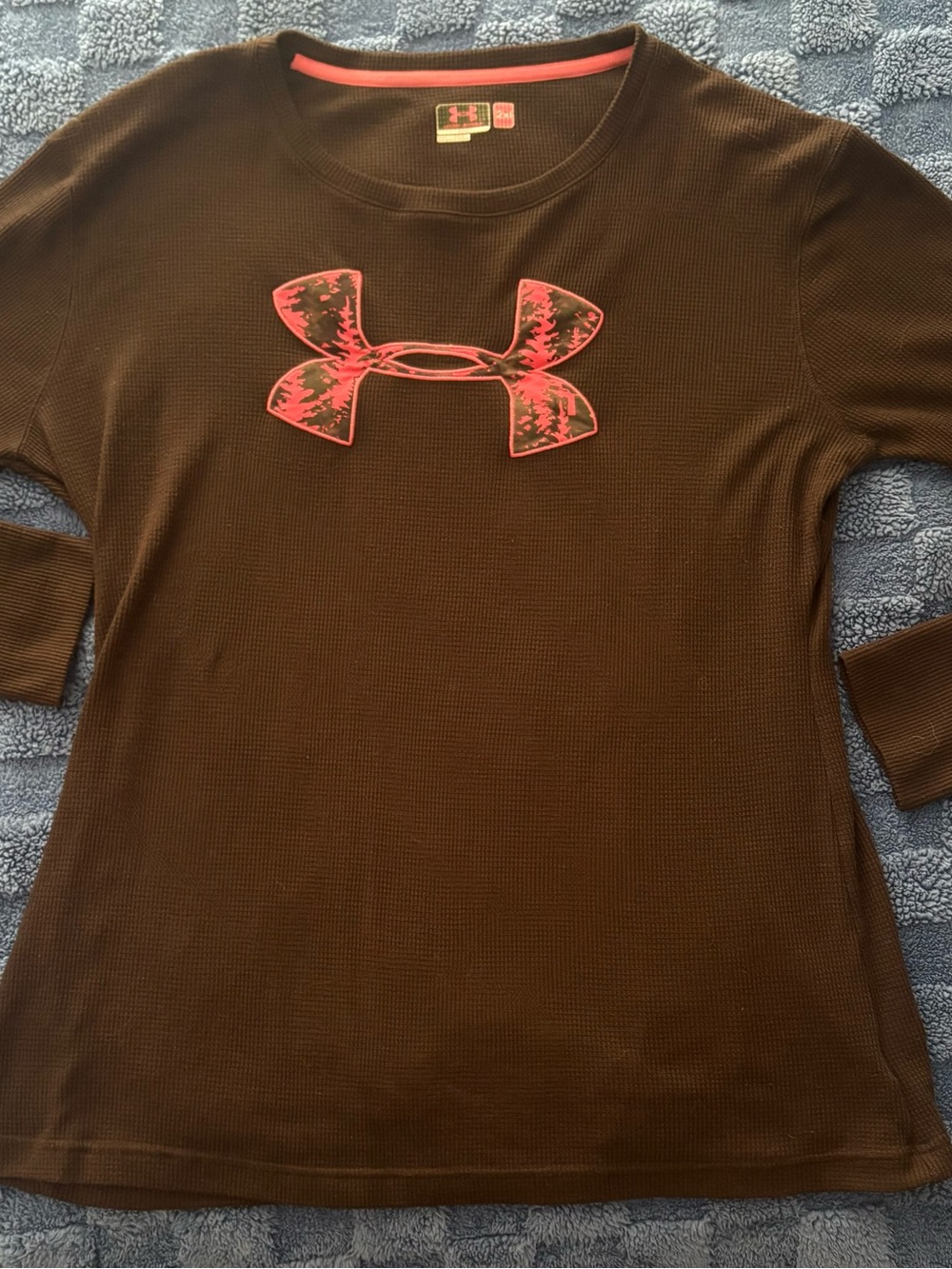 Under Armour Brown Long Sleeve Tee with Coral Logo